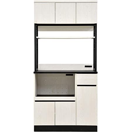 リーテンスタッド 食器棚 キッチン収納 幅90.3cm ハイタイプ コンセント付き 組立式 ホワイトオーク × ブラック Z3-wobk