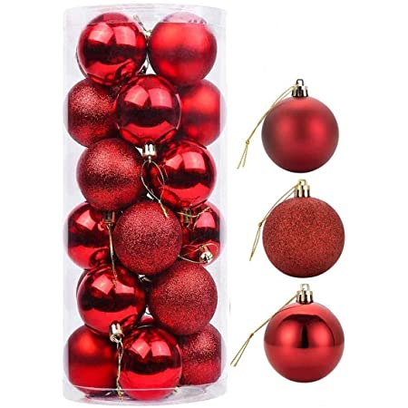 ledmomo クリスマス オーナメント ボール カラフル クリスマスツリー 飾り プラスチック 6cm 18個セット
