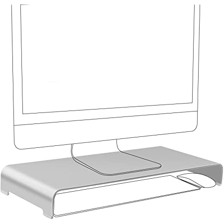 ORICOモニタスタンド モニター台 ディスプレイ台 机上台 パソコン台 キーボード収納 パソコントレー パソコンモニタースタンド 金属PCスタンド 人間工学デザイン 幅40×奥行21×高さ6㎝ アルミ製