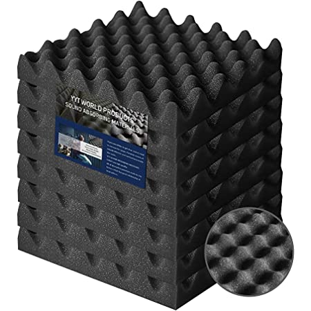 吸音材 防音材 YYT ウレタン 波型 25cm×25cm 厚さ5cm 防音 壁 難燃 無害 吸音対策 (48枚, ブラック)
