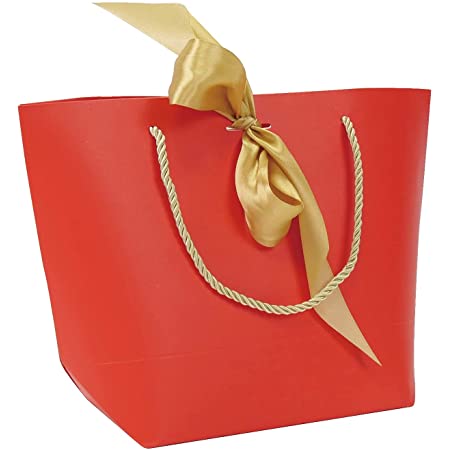 ギフトバッグ 紙袋 手提げ袋 10枚 おしゃれ ラッピング袋 厚手タイプ プレゼント 引き出物袋 26x11x25 cm M 赤色