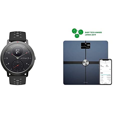 【セット買い】Withings Steel HR Sport ブラック 歩数 消費カロリー 心拍数 睡眠データ記録 最大25日間充電持続 【日本正規代理店品】 HWA03B-40black-sport-all-Asia & Body + フランス生まれのスマート体重計 ブラック Wi-Fi/Bluetooth対応 体組成計 【日本正規代理店品】 WBS05-BLACK-ALL-JP