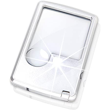 ST TS 携帯 ルーペ 小型 薄型 ペLEDライト付き 2個セット ポケットルーペ 拡大鏡 虫眼鏡 3倍鏡 6倍鏡