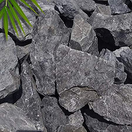 庭石 割栗石 黒 岩 ブラックロック 約120～300mm ロックガーデン 庭 石 黒色 ガーデニング 20kg (20)