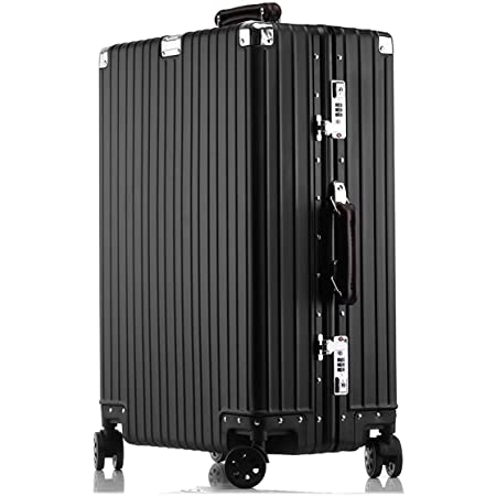 lanbao スーツケース オールアルミ合金 キャリーケース 機内持ち込み 大容量 アルミ合金ボディ TSAロック 静音ダブルキャスター 軽量 旅行出張1802 (S, ブラック)