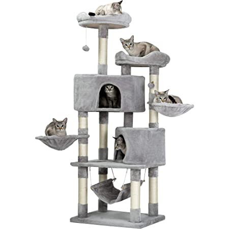 EXK-211 キャットタワー マンクス (ベージュ Beige) 猫タワー 猫ハウス 据え置き 爪とぎ 麻 おもちゃ 多頭飼い ふわふわ 安定性 組立簡単