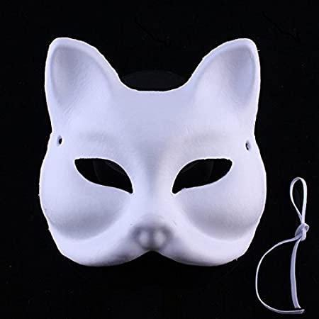 PureNicot 狐面 お面 無地 コスプレ 白 紙パルプ製 絵の具で塗れる 紙製 狐のお面 狐 マスク ますく 仮装 工作用 きつねのお面 10枚 セット