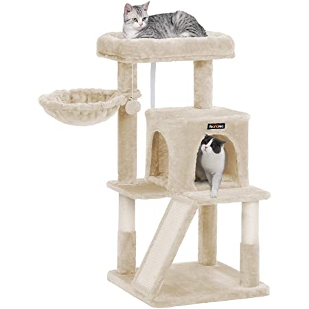 EXK-213 コラット GY キャットタワー (グレー Gray) 猫タワー 猫ハウス 据え置き 爪とぎ 麻 おもちゃ 多頭飼い ふわふわ 安定性 組立簡単