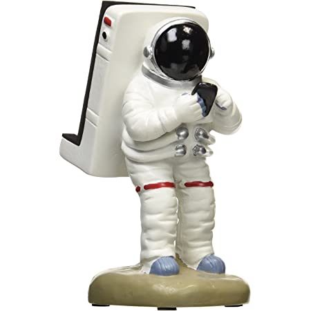 スマホホルダー かわいい 卓上 iphone スタンド 携帯スタンド 宇宙飛行士 スマホスタンド キャラクター デスクメモホルター mini ipad (プッシュポーズ シルバー)