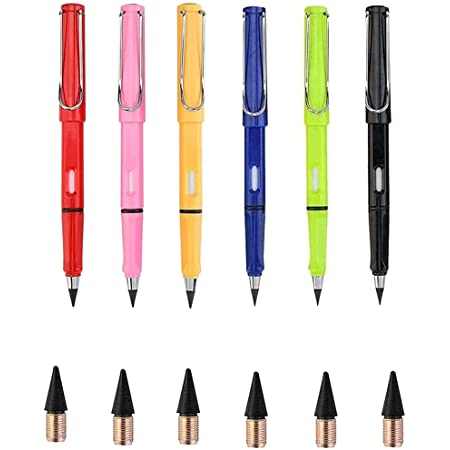 無限書き込みメタリックボールペン、永遠の鉛筆、インクレスペン、HB鉛筆に近い色Shoolの書き込みと描画のための男性と子供のためのギフト (Silver)