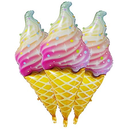 3個アイスクリーム箔風船、46.4×18.8インチ大きな甘いキャンディアイスクリームマイラー風船夏の誕生日誕生日パーティー