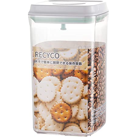 RECYCO キャニスター 密閉容器 食品保存容器 プラスチック 密封 ポップアップコンテナ 片手で簡単開閉 湿気を防ぐ 透明 1500ml 冷凍OK 積み重ね収納便利