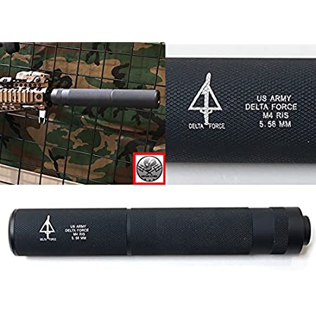 高級アルマイト【 良品武品 】 14mm正ネジ 逆ネジ 両方対応 5.56mm NATO サイレンサー サプレッサー アルミ製 （全長189mm、 直径38.1mm） – BK ブラック