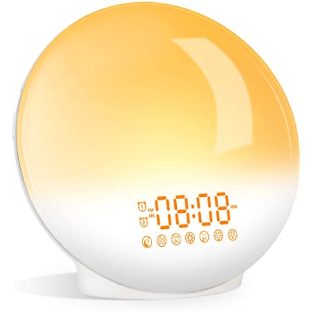 【2021最新】BUNANA 寝室 光 目覚まし時計 置き時計 LED デジタル時計 クロックラジオ 大音量 スヌーズ機能 8種類のアラーム音 7色ライト 無段階調光 デュアルUSB充電 子供、妊婦、お年寄りに最適 白