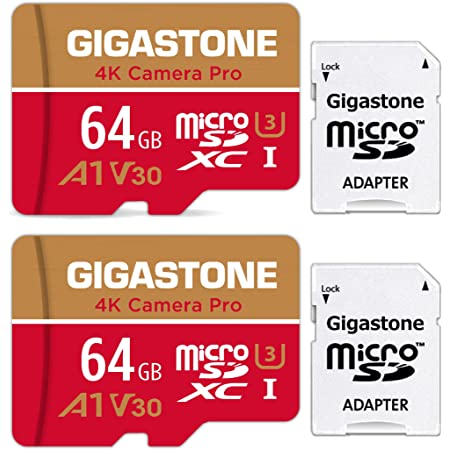 Gigastone まいくろsdカード 64GB 2個セット, MicroSD 64GB 2-Pack, 2 SDアダプタ付 2 ミニ収納ケース付, 4K UHD動画 95MB/S 高速 MicroSDXC, UHS-I A1 V30 U1 C10 Class 10