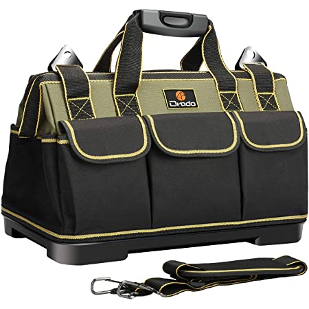 AIRAJツールバッグ 防水ポータブル道具袋 强化底工具バッグ 調節可能なショルダーストラップとミニパーツボックス付き 開口部36cm