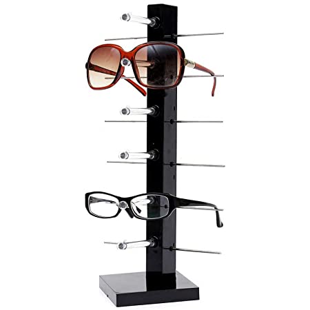 Mollytek 眼鏡置き スタンド メガネ サングラス スタンド アクリル ディスプレイ 収納 コレクション 展示用 黒 6本用