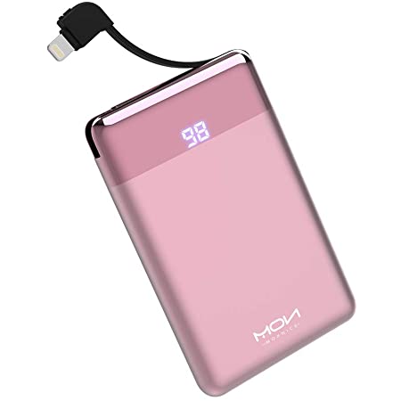 【最新版】モバイルバッテリー 小型 軽量 薄型 10000mah 2.1A出力 2USBポート 急速充電 PSE認証済 MRCOOL iPhone/Android各種対応 (ピンク)