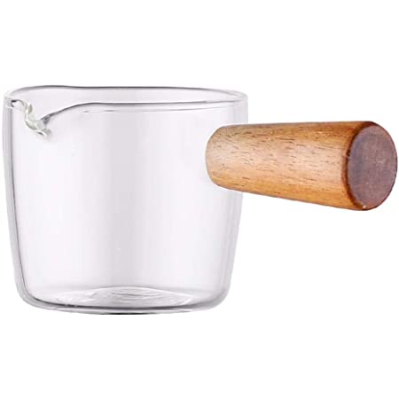 Homornat 和式 木製ハンドル付き ガラス多機能皿 ディップ皿 ミニガラスミルクパン (100ml)