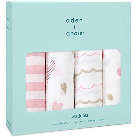 aden + anais essentials(エイデンアンドアネイエッセンシャルズ) aden + anais essentials (エイデンアンドアネイ エッセンシャルズ) 【日本正規品】出産祝い ベビーギフト モスリンスワドル4枚入り farm to table 4枚 Farm Table 112cm×112㎝ ESWC40013J