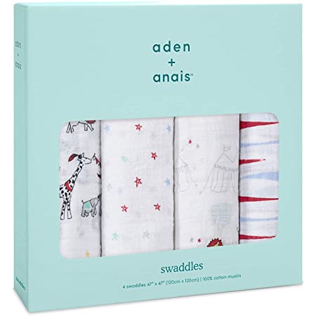 aden + anais essentials(エイデンアンドアネイエッセンシャルズ) aden + anais essentials (エイデンアンドアネイ エッセンシャルズ) 【日本正規品】出産祝い ベビーギフト モスリンスワドル4枚入り farm to table 4枚 Farm Table 112cm×112㎝ ESWC40013J