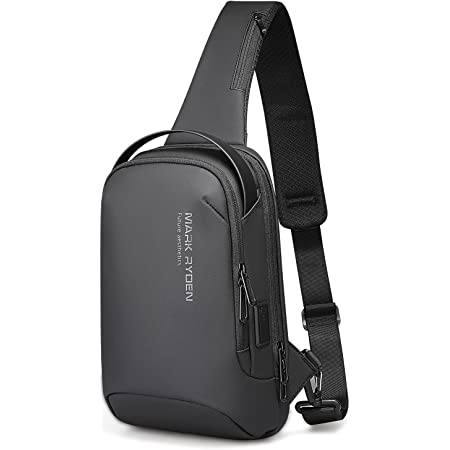 SMONT ボディバッグ メンズ 斜めがけ カーボンレザー ワンショルダーバッグ 大容量 防水 盗難防止 USB充電ポート iPad収納可能 ブラック
