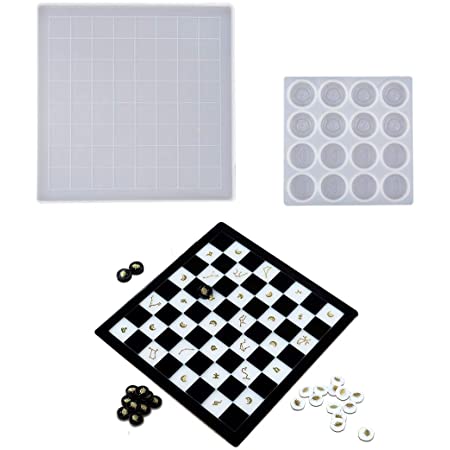 DIYBravo シリコンモールド チェッカーボード UVレジン チェス盤 ボードゲーム DIY手作り エポキシ樹脂 ボードモールド 抜き型 チェッカー クラフトツール (チェス形)