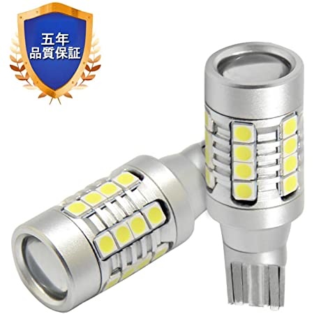 T16 Led バックランプ車検対応超爆光 4000LM ホワイトキャンセラー内蔵 Led バックランプ 後退灯5年保証T15 W16W T16兼用 無極性 DC10-30V 28SMD 3030 Ledチップ バックランプ 6500K純白色ウェッジ球 2個入り