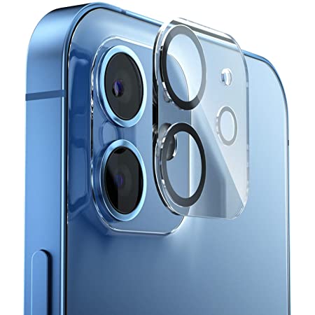 iPhone12 カメラフイルム アイフォン12 レンズ保護フィルム iPhone 12 6.1インチ 2眼レンズ黒縁取り カメラ強化ガラスフイルム 【最高硬度9H/耐衝撃/防塵防指紋/貼り付け簡単/99%高透過率】 【1枚セット】