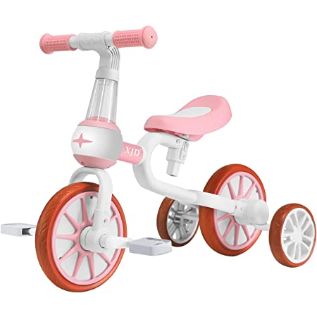 三輪車 キッズ 2-4歳 3in1 子供用 三輪車 コンパクト 軽量 ベビーストライダーに変身可能 誕生日プレゼントに最適 アウトドア＆室内兼用 (ホワイト)