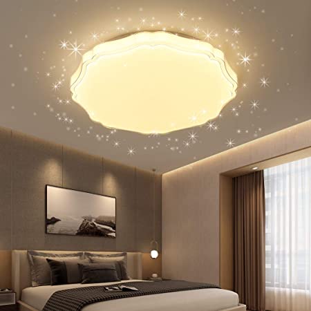 LED シーリングライト 星空効果 20W 4~6畳 天井ライト 照明器具 電球色 3000K 昼光色6000K 玄関 門灯 廊下 和室 照明 おしゃれ 台所 洗面所 トイレ 引掛式 天井照明 シーリングライト 27cm 　無段階調光調色　リモコン付き