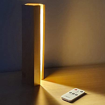 LAYTURE 木製 LED デス クライト テーブル ランプ タイマー リモコン 寝室 暖色 間接 照明
