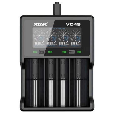 XTAR VC4L リチウム充電器 電池充電器 3.6V/3.7Vリチウムイオン電池 10400～32650 保護回路付21700電池対応 1.2V ニッケル水素電池/ニカド電池対応 AAAA/AAA/AA/A/SC/C Type-C入力 バッテリー活性化機能 Li-ion Ni-MH Ni-Cd IMR INR ICR