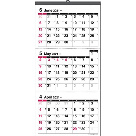3ヵ月カレンダー【2021年4月始まり】組み替え式・壁掛けタイプ（デザインC）