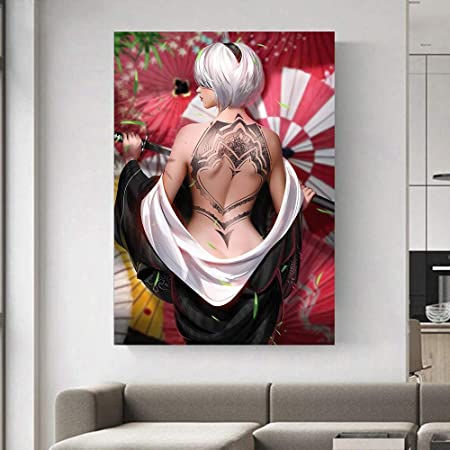 ニーア2bヤクザアート写真ポスターとキャンバスにプリントホームベッドルームリビングルームオフィス装飾壁画