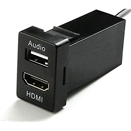 USB入力ポート＆HDMI入力ポート オーディオ中継 オーディオパーツ スイッチホールパネル TOYOTA トヨタ車系用 ，トヨタ車 スイッチホール USBポート HDMI入力 オーディオ中継 音楽 写真 ナビ連携 スイッチパネル ブルーLED点灯 約33mm×22mm (トクトヨ)Tokutoyo ，USB + HDMI 増設キット/トヨタ 汎用 Aタイプ/スイッチホール パネル スマホ 映像 接続ポート 自動車用 (black2)