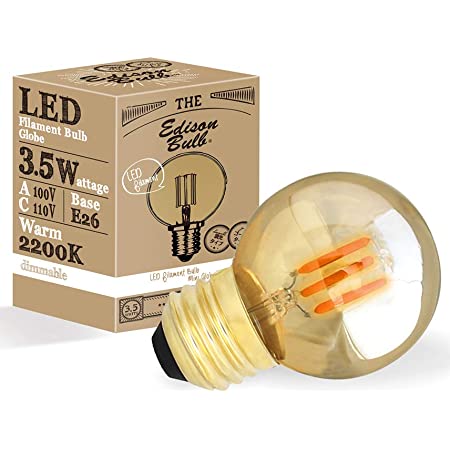 E26 調光器対応 エジソンバルブ LED電球 (ミニGLOBEゴールド) 電球色 3.5W 250lm 2200K エジソン電球 裸電球 アンティーク電球