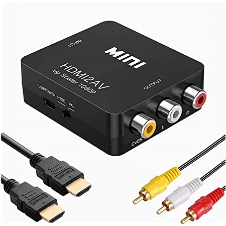 AV to HDMI 変換コンバーター RCA to HDMI 変換器 コンポジット端子ーHDMI端子へ出力用コンバーター 音声転送 720/1080P対応（HDMIケーブルRCAケーブルUSBケーブル付属）