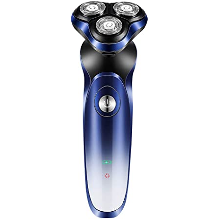 電気シェーバー FlySpur 髭剃り ひげそり メンズ USB充電式 回転式 3枚刃 お風呂剃り可 IPX7防水 丸洗い可 トリマー付き (青い)
