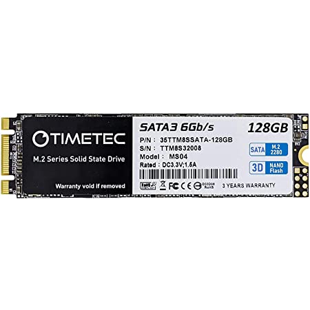 Timetec 128GB SSD 3D NAND TLC SATA III 6Gb/s M.2 2280 NGFF 256TBW Read Speed Up to 530MB/s SLC Cache Performance Boost Internal Solid State Drive (128GB) (M.2 SATA 128GB)