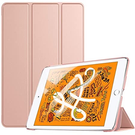 iPad Mini5 ケース TiMOVO iPad Mini4 ケース 第五世代/第四世代 適用 半透明 PC製 PUレーザー 三つ折り スタンド マグネット オートスリープ機能 耐衝撃 軽量 RoseGold