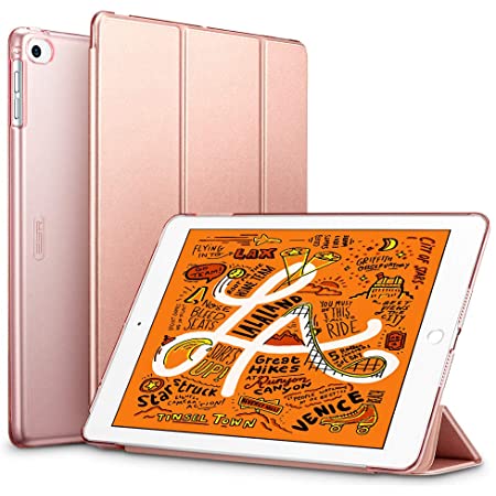 iPad Mini5 ケース TiMOVO iPad Mini4 ケース 第五世代/第四世代 適用 半透明 PC製 PUレーザー 三つ折り スタンド マグネット オートスリープ機能 耐衝撃 軽量 RoseGold