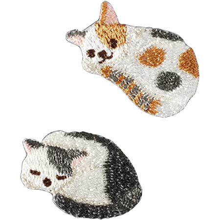 Orange Catアイロン ワッペン 装飾 アップリケ 補修 パッチ 刺繍 エンブレム 猫の家族 4枚セット
