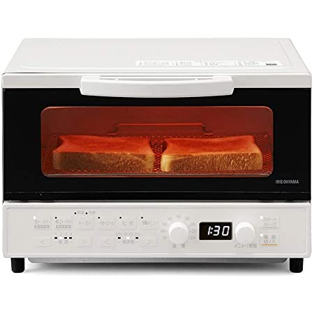 アイリスオーヤマ トースター オーブントースター 4枚焼き 1200W 温度調節機能(80~230度) タイマー60分 自動メニュー20種類 生トースト 上下ヒーター4本 マイコン式 ホワイト MOT-401-W
