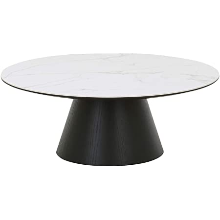 アルモニア (Armonia) センターテーブル 円形 95cm 開梱設置付き (ブラックオーク×ホワイト)