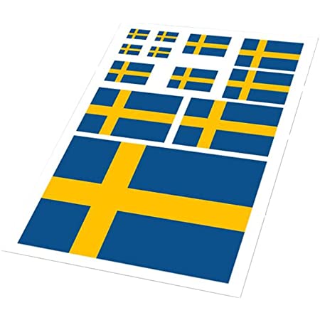 Isaac Trading スウェーデン 国旗 ステッカー 耐候・耐水 長方形2枚(81×54mm、36×24mm)＋円形(直径54mm) 計3枚セット Sweden
