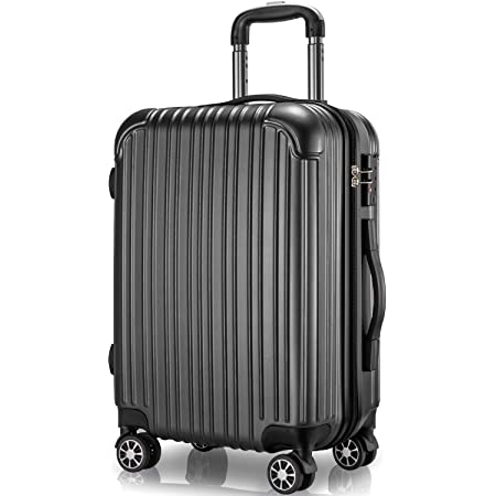 VARNIC スーツケース キャリーケース キャリーバッグ 機内持込 PC材質 耐衝撃 大型 超軽量 静音ダブルキャスター TSAロック搭載 旅行 出張 (L サイズ(97L), 黒)