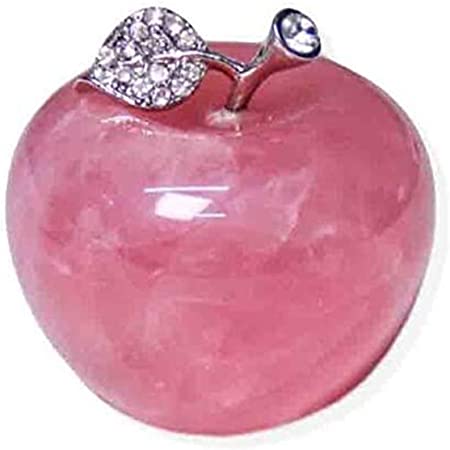 ローズクォーツ りんご アップル パワーストーン 天然石 置物 インテリア 紅水晶 ラインストーン 恋愛運 美容 癒し 赤い布袋が付け 30*36mm （小）