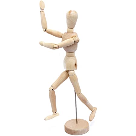 Zakya デッサン人形 2点セット 木製 人形 ハンド 右手 マネキン 関節 可動 美術 インテリア アクセサリースタンド （人形×1 + ハンド×1） (人型＋右手)
