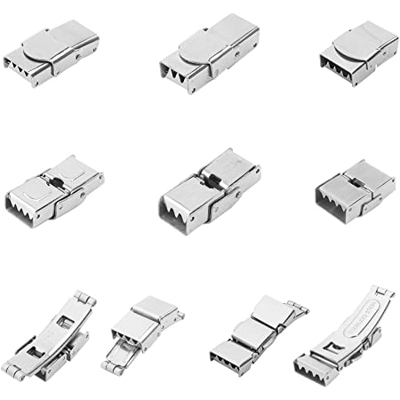 UNICRAFTALE 約2個 2種 長方形 304ステンレス クラスプ バヨネット式 プレス式 長方形 クラスプ ヒモ留め 紐留め 留め金 エンドパーツ ステンレス色 接続金具 金属パーツ ブレスレット 留め具 ジュエリー アクセサリーパーツ 副資材 ハンドメイド 手芸用品